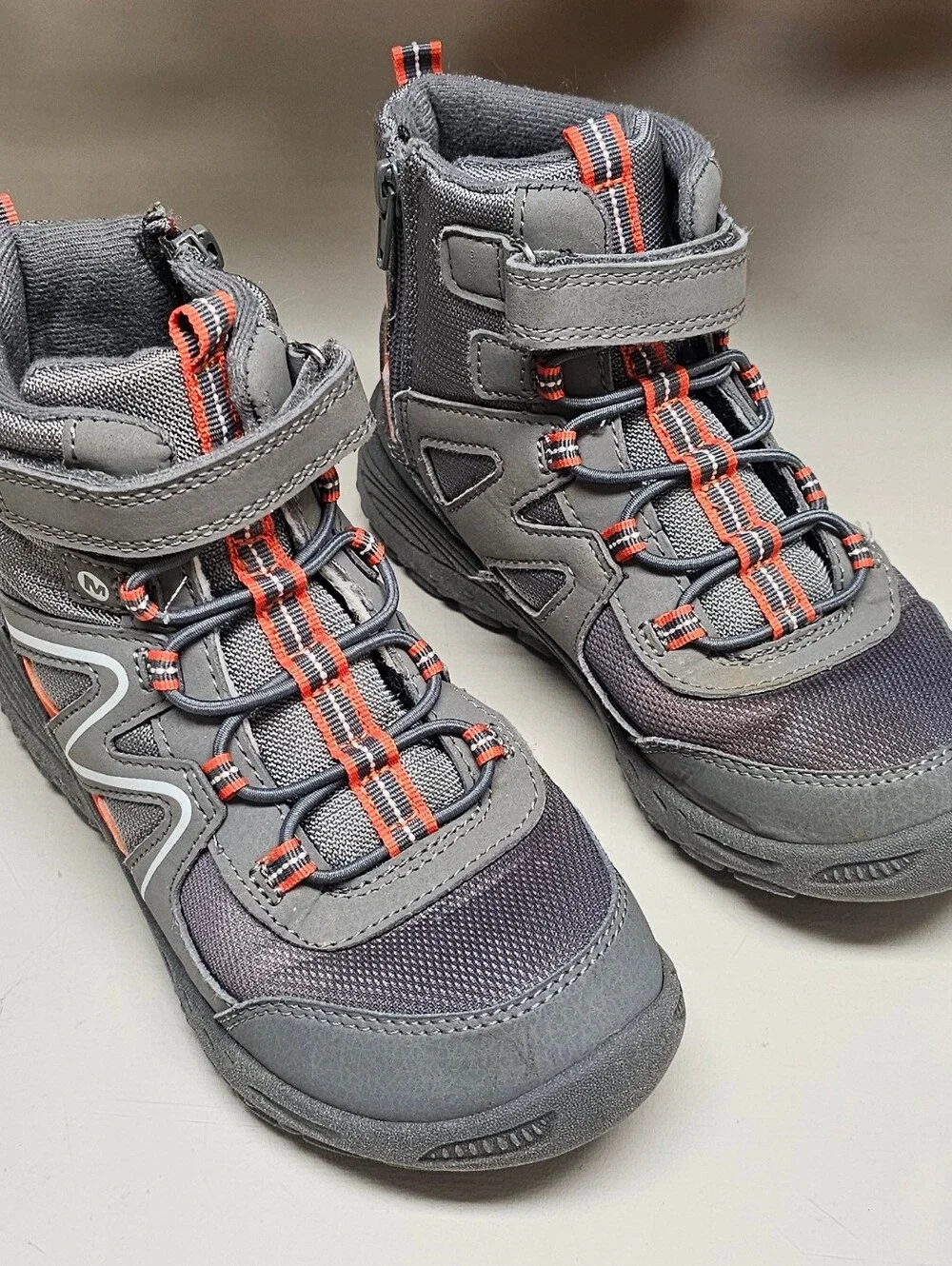 Merrell Kid's Polar Trekker Boots Shoes Orange Gray MK267857 H23 62079 Size 2